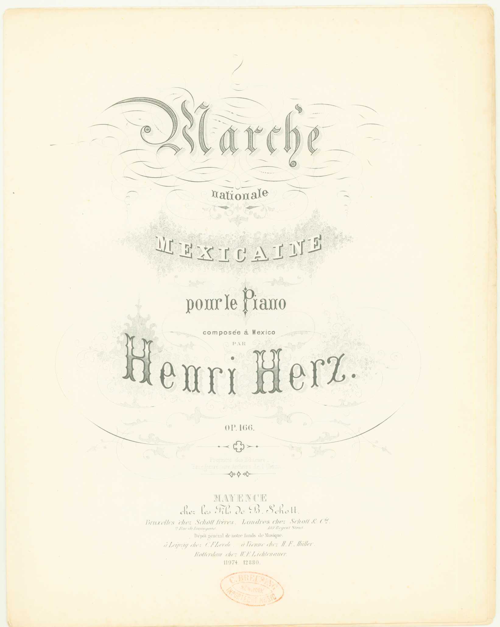 Herz, Henri - March nationale Mexicaine [No. 1, à 2 mains] pour le